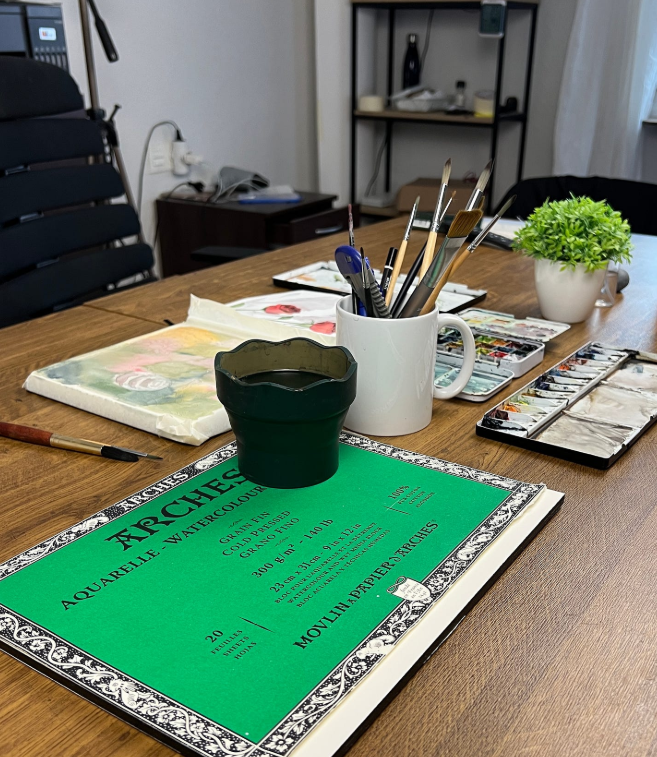 escritorio de acuarela